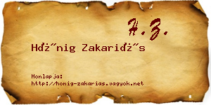 Hönig Zakariás névjegykártya